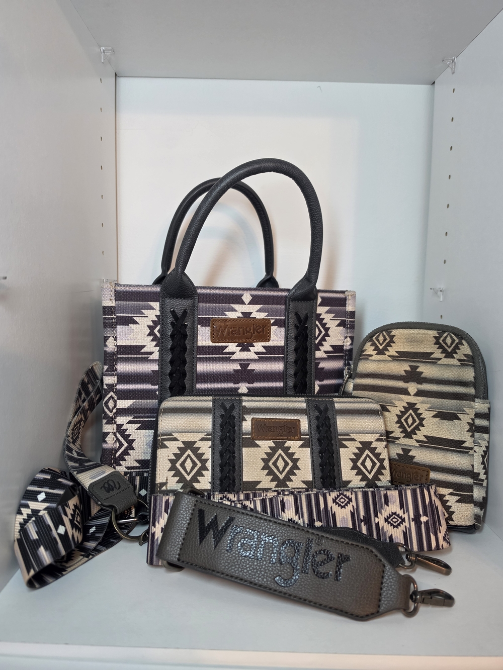 Wrangler Black & Cream Southwestern Tote Set